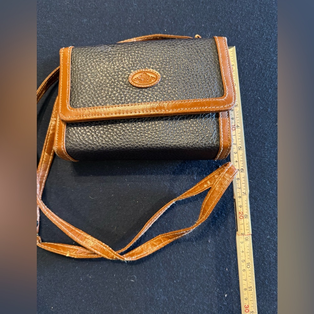 Vintage Blue and Tan Pebblesd Leather Crossbody Bag